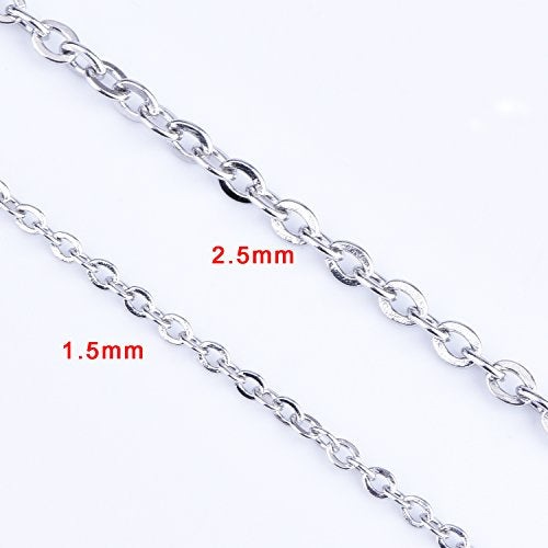 Outus 33 Feet Stainless Steel Chain Silver DIY Link Necklaces Chains with 20 Lobster Clasps and 30 Jump Rings for Jewelry Making (2.5 Mm) - size: 2.5 mm Wide