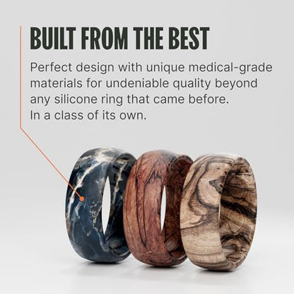 Groove Life Nomad Silicone Ring Breathable Rubber Wedding Rings for Men, Lifetime Coverage, Unique Design, Comfort Fit Ring - color: Cobalt