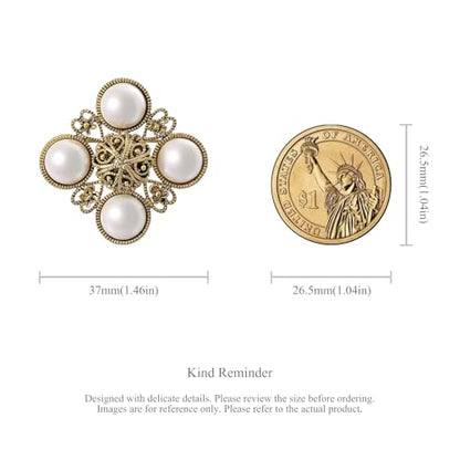 SHE'S FREE STYLE JUST FOR YOU Snail Brooches and pins for women, Sparkling Cubic Zirconia & Pearl Copper Pin, 2.36" Long Clasp Design Playful Jewelry Brooch - color: Gold/White