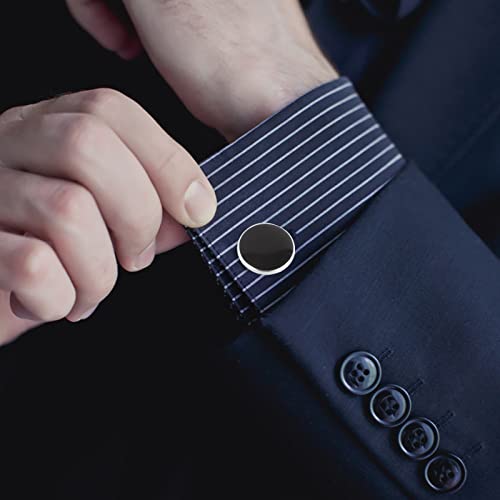 GWD Cufflinks and Tie Clip Set Personalized Cuff Links Business Wedding - style: Black-A