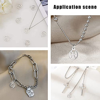 UNICRAFTALE 24pcs Zodiac Sign Charms Golden & Stainless Steel Color Round with Constellations Pendants Stainless Steel Pendants Metal Charms for Jewelry Making 18mm Long