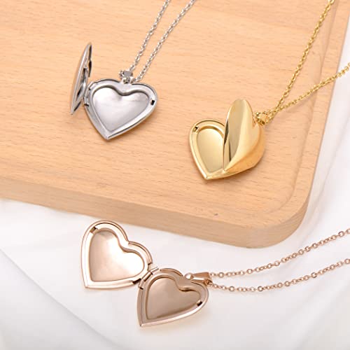 Paialco Heart Shaped Locket Pendant Necklace for Women - color: Yellow-Smooth