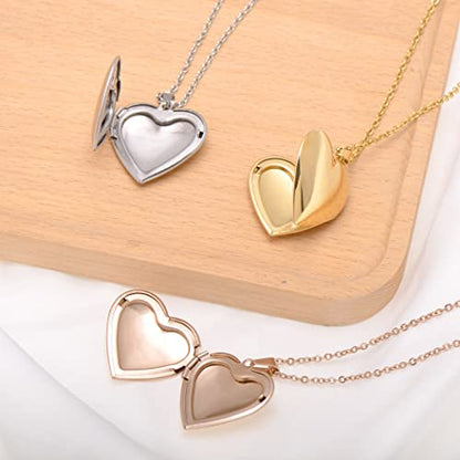 Paialco Heart Shaped Locket Pendant Necklace for Women - color: Yellow-Smooth