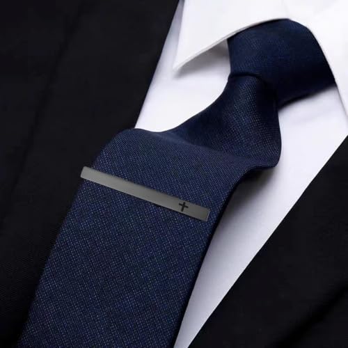 GWD Stainless Steel Tie Clips for Men Classic Tie Bar Clip Set | Ideal Gift for Father, Husband, Boyfriend, Business, Wedding, Tie clip With Gift Box - style: 3pcs-Cross