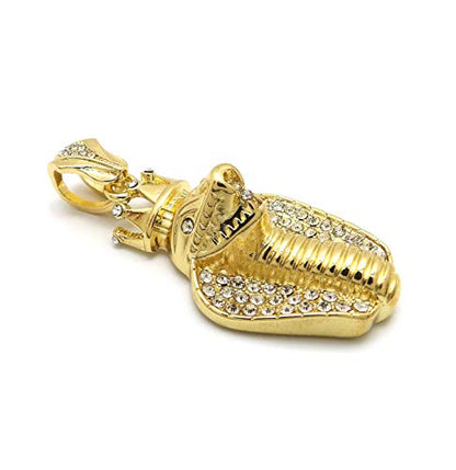 Fashion 21 Unisex Iced Out King Crowned Cobra Snake Pendant 24" Various Chain Necklace in Gold, Silver Tone - color: Gold / Pendant Only