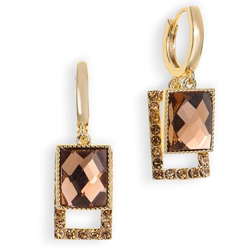 Sonateomber Christmas Tree Dangle Small Gold Hoop Earrings for Women, Cute Sparkly CZ Rhinestone Maple Clover Leaf Drop Earings Thanksgiving Holiday Accessories Fashion Jewelry Gift - color: Rectangle Gold