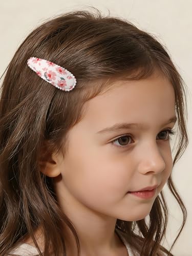 40Pcs Pink Floral Bow Hair Clips Non-Slip Snap Hairpins for Toddler Girls Cute Flower Hair Barrettes Baby Hair Accessories - color: Spring