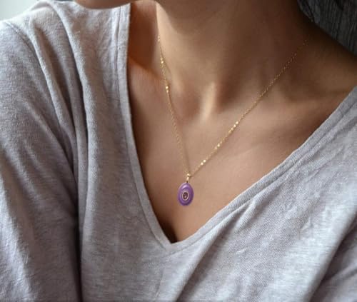Natural Stone Necklaces Rhinestones Gemstone Necklace Adjustable Pendant Necklaces for Women - color: Purple