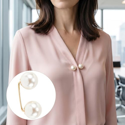 8 Pcs Faux Pearl Brooch Pins, Beige Decorative Pearl Safety Pins for Clothes, Wedding Decoration Shawl Collar Buttons Cardigan Sweater Pants Clip for Women Dresses Shirts Jeans
