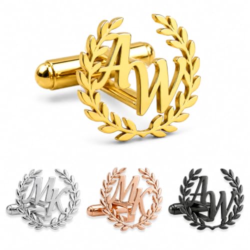 Custom Name Cufflinks for Men, Personalized Cuff Links with Raised Script Monogram, Wedding Cufflinks for Groom Groomsmen Best Man Father of Bride Husband Dad Anniversary Birthday Gifts - color: BB