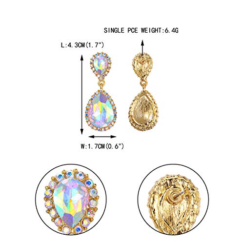 EVER FAITH Women's Austrian Crystal Wedding Tear Drop Dangle Earrings | Bridal Prom Jewelry for Bride Bridesmaid - color: Full Iridescent AB