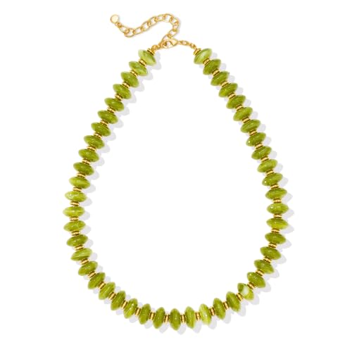 Resin Chunky Beaded Necklace for Women,Vacation Jewelry | Acrylic Beads,Boho Summer Beach Handmade Jewelry,Trendy Bold Statement Beaded Necklace,Birthday Gift for Women - color: Olive Green