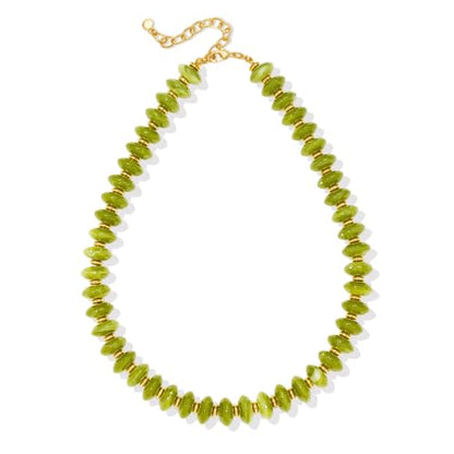 Resin Chunky Beaded Necklace for Women,Vacation Jewelry | Acrylic Beads,Boho Summer Beach Handmade Jewelry,Trendy Bold Statement Beaded Necklace,Birthday Gift for Women - color: Olive Green