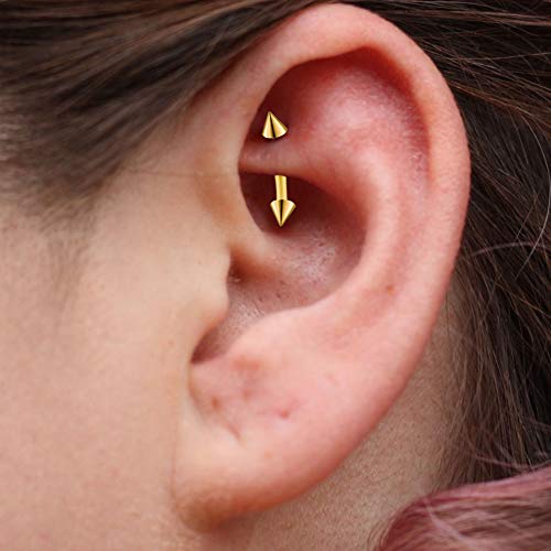 AVYRING 16g Rook Piercing Jewelry Gold Silver Eyebrow Rings Curved Barbell Daith Earrings for Women Horseshoe Septum Hoop Helix Earrings Surgical Steel Belly Button Rings Vertical Labret Lip Jewelry - style: A- Gold -Internal Thread