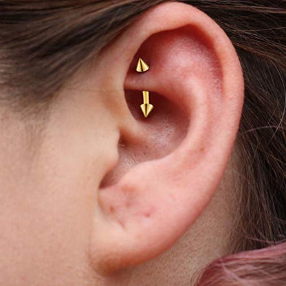 AVYRING 16g Rook Piercing Jewelry Gold Silver Eyebrow Rings Curved Barbell Daith Earrings for Women Horseshoe Septum Hoop Helix Earrings Surgical Steel Belly Button Rings Vertical Labret Lip Jewelry - style: A- Gold -Internal Thread