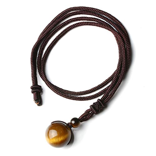 Jovivi Healing Crystals Necklace Natural Tiger Eye Amethyst Lucky Blessing Protection Chakra Beads Stone Pendant for Women Men Adjustable - color: MULTICOLOR