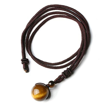 Jovivi Healing Crystals Necklace Natural Tiger Eye Amethyst Lucky Blessing Protection Chakra Beads Stone Pendant for Women Men Adjustable - color: Yellow Tiger Eye
