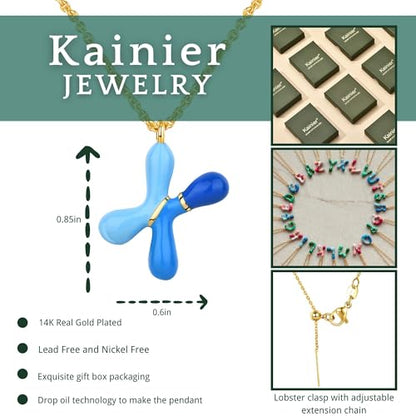 Kainier Bubble Letter Initial Necklace for Women, Colorful Balloon Alphabet Name Pendant Dainty Cute 14K Gold Plated Necklaces Jewelry Gifts… - color: Colourful, style: X