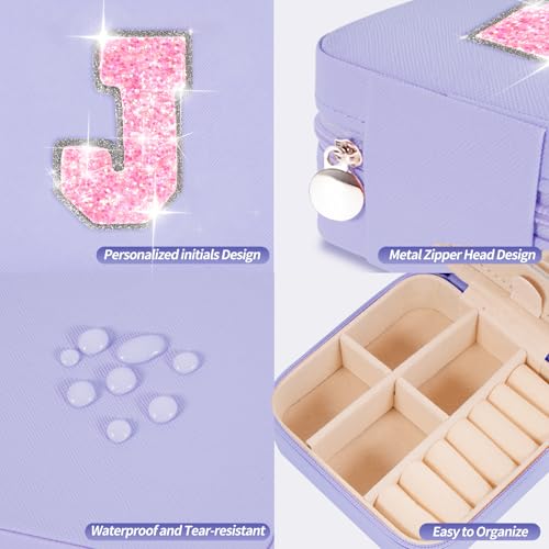 Uygafly Gifts for Teen Girl Trendy Stuff,Birthday Gift for 5 6 7 8 9 10 11 12 13 14 15 Year Old Girls,Cute Travel Jewelry Case Small Box | Lavender,J - color: Lavender, style: J