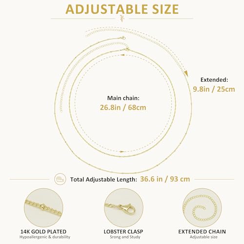 14K Gold Plated Belly Chain for Women, Boho Bikini Waist Jewelry | Adjustable Fit, Dainty Layered Look, Pearl, Shell & Starfish Options, Boho Body Jewelry, Beach, Vacation - color: Gold-Plated 3