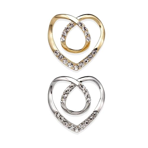 Long tiantian 6PCS Scarf Ring Clip Scarf Rings for Women Button Covers for Women Blouses Shirt Tightener Clip Cinch Pin Clothes Jewelry - color: 2pcs Heart