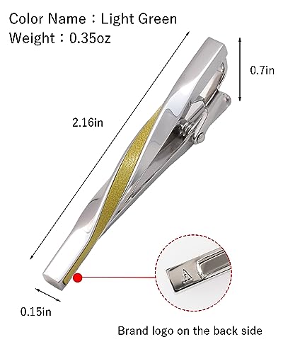 [TAVARAT] Tie Clip Tie Clips for Men Genuine Leather Silver Tie Bar Tie Pin Tps-078 - style: light green