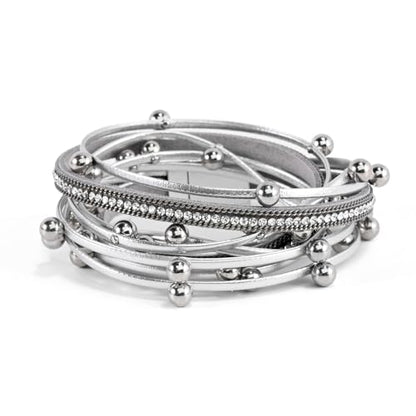 Wrapped Bracelets for Women,Leather Boho Bracelets for Women - color: Doubleloop-Silver