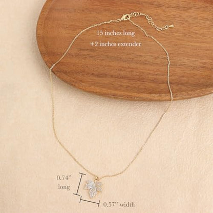 Jean Beau Dainty Pendant Necklaces for Women, Cute Chain Necklace Jewelry Gift - color: Gold Leaf