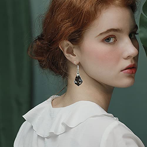 Unique Sparkly Multi-color Crystal Teardrop Dangle Drop Earrings Rainbow Crystal Geometry Earrings for Women Statement Chic Charm Jewelry Gifts - color: Grey