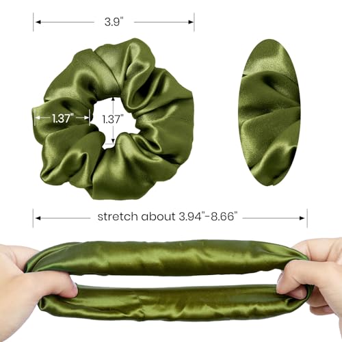 LilySilk Silk Hair Scrunchy, 100% Mulberry Silk Ponytail Holder, Frizz & Breakage Prevention, No Damage, Dark Green, 1 Count - color: Dark Green