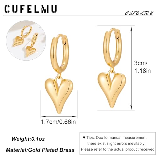 Two Tone Heart Dangle Earrings for Women Gold and Silver Heart Hoop Earrings 14K Gold Plated Valentine's Day Trendy Jewelry Everyday Jewelry - color: gold A