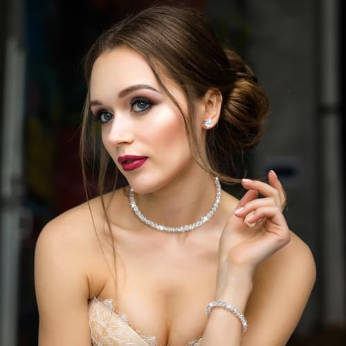 Glenmal Pearl Rhinestone Jewelry Set for Women Pearl Necklace Bracelet Earrings for Wedding Halloween Bridal Shower Tea Party - style: Fresh Style