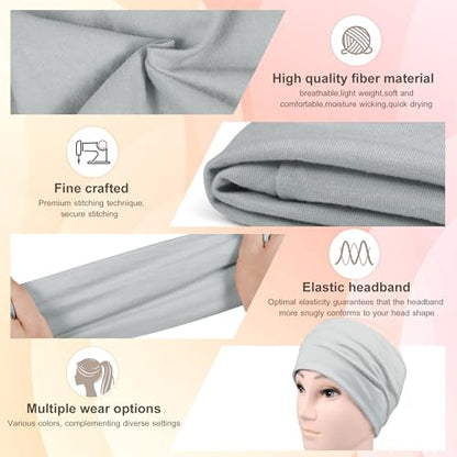 DiyJibb Headbands for Women, 7PCS Wide Cloth Hair Bands for Workout, Yoga, Skincare & Daily Wear, Soft & Stretchy - color: Black, white, dark gray, light gray