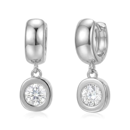 NIXMAX Trendy Gold Dangle Earrings for Women, Chunky Statement CZ Hoops | Bezel-Set Cubic Zirconia Charm, 14K Gold Plated, Lightweight Hypoallergenic Jewelry, Fashion Accessories, Gifts for Women - color: Silver-Chunky Round Hoops