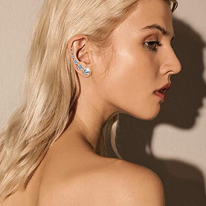 6 Pairs Hypoallergenic Stainless Steel Stud Earrings Cubic Zirconia Earrings Set 14K Gold Plated Multipack 3-8mm - color: Silver