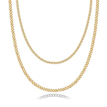 PAVOI 14K Gold Plated Dainty Layering Necklaces for Women | Snake Chain, Curb Link, Paperclip Layered Chains | Trendy Layering Necklace - style: Curb