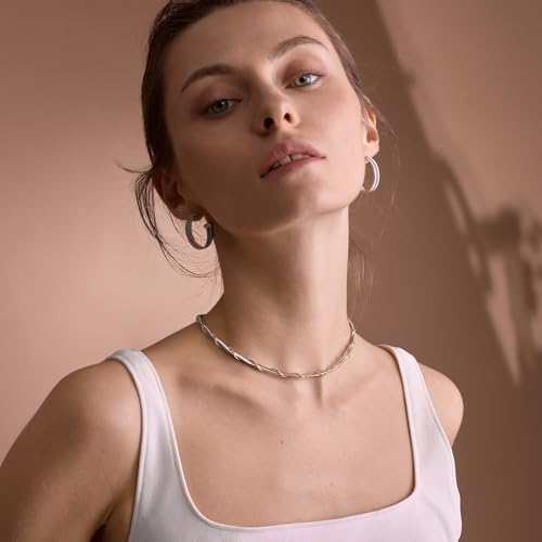 Handmade in Italy Necklace S925 Silver Twist Choker-Necklaces Minimalist Coil Craft Jewelry Mother's Day Christmas Gift for Women - color: 05
