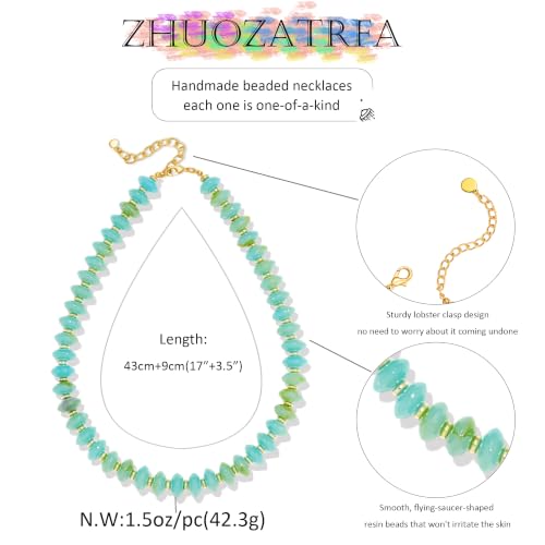 Resin Chunky Beaded Necklace for Women,Vacation Jewelry | Acrylic Beads,Boho Summer Beach Handmade Jewelry,Trendy Bold Statement Beaded Necklace,Birthday Gift for Women - color: Mint Green