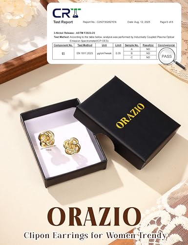 ORAZIO Clip On Earrings Women Geometric Statement Unique Non Pierced Earrings 14K Gold Plated Knot Chunky Drop Dangle Hoop Stud Clip-on Earrings for Women Trendy - color: Style E-Gold Plated