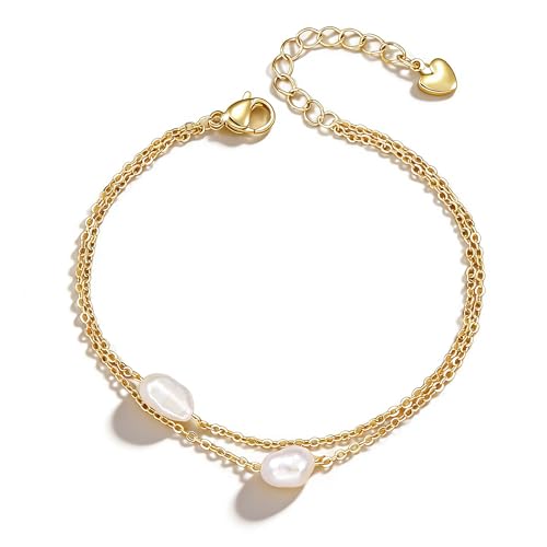 GINAZL Natural Freshwater Pearl Bracelets for Women 6-7MM Rice-Shaped Pearl 23CM End-to-End Length - color: C