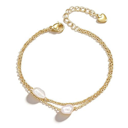 GINAZL Natural Freshwater Pearl Bracelets for Women 6-7MM Rice-Shaped Pearl 23CM End-to-End Length - color: C