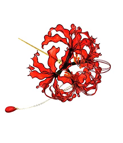 Handmade Lycoris Radiata Flower Hairpin,Kanzashi Hair Stick for Kimono Hair Accessories, Cosplay Decor Ornament Women Girl Jewellery 1pc