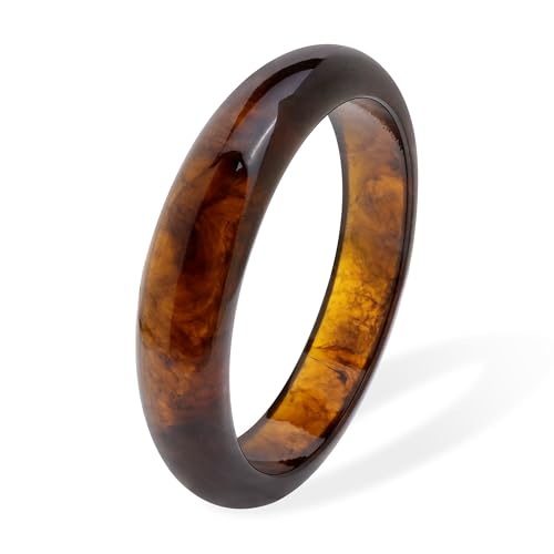 Chunky Resin Wide Bangle Bracelets for Women, Trendy Statement Minimalist Acrylic Bracelet Prom Holiday Jewelry Gift - color: Amber
