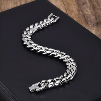 Cuban Link Bracelet for Men, 10mm Wide, Smooth Exquisite Casual Cuba Mens Cuff Jewelry Gift - size: 8.2 in