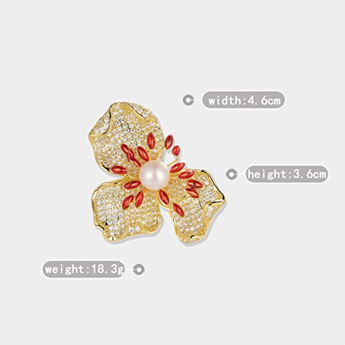 Brooches and Pins for Women Elegant Flower Pearl Brooches Costume Broches Jewelry Lady Christmas Pin for Women - style: Charming Pistil