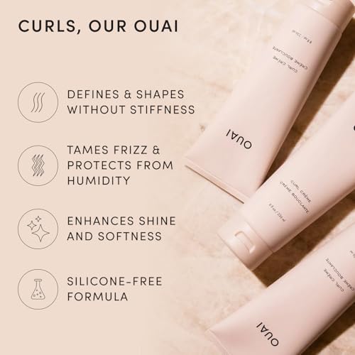 OUAI Travel Size Curl Cream - Curl Defining Cream with Chia & Linseed Oil - Enhances Definition, Hydration & Shine - Tames Frizz & Protects from Humidity - Curly Hair Products for Women (2.5 oz) - size: 2.5 Ounce (Pack of 1)