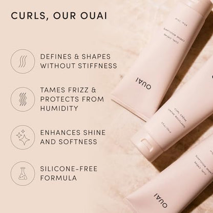 OUAI Travel Size Curl Cream - Curl Defining Cream with Chia & Linseed Oil - Enhances Definition, Hydration & Shine - Tames Frizz & Protects from Humidity - Curly Hair Products for Women (2.5 oz) - size: 2.5 Ounce (Pack of 1)