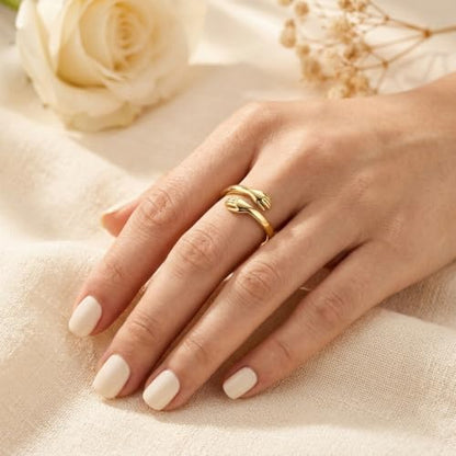 Sterling Silver Hug Ring for Women Teen Girls Adjustable Love Promise Ring Inspirational Open Rings Mothers Day Birthday Gift for Daughter Granddaughter Mom Wife Best Friend - color: 18K Gold / Daughter Gift (Always with you)