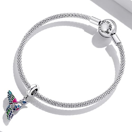 Hummingbird Charms For Bracelets 925 Sterling Silver Animal Dangle & Beads Butterfly Cat Beads Charms For Women Jewelry Gift - color: Silver Hummingbird