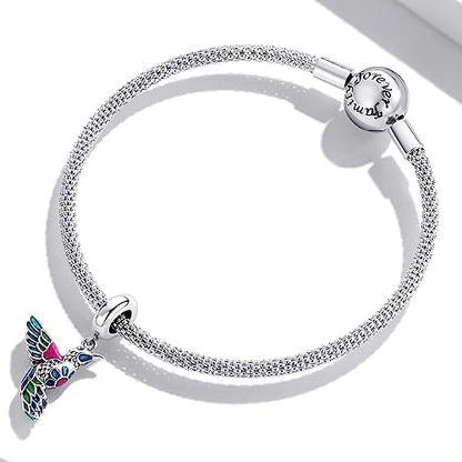 Hummingbird Charms For Bracelets 925 Sterling Silver Animal Dangle & Beads Butterfly Cat Beads Charms For Women Jewelry Gift - color: Silver Hummingbird